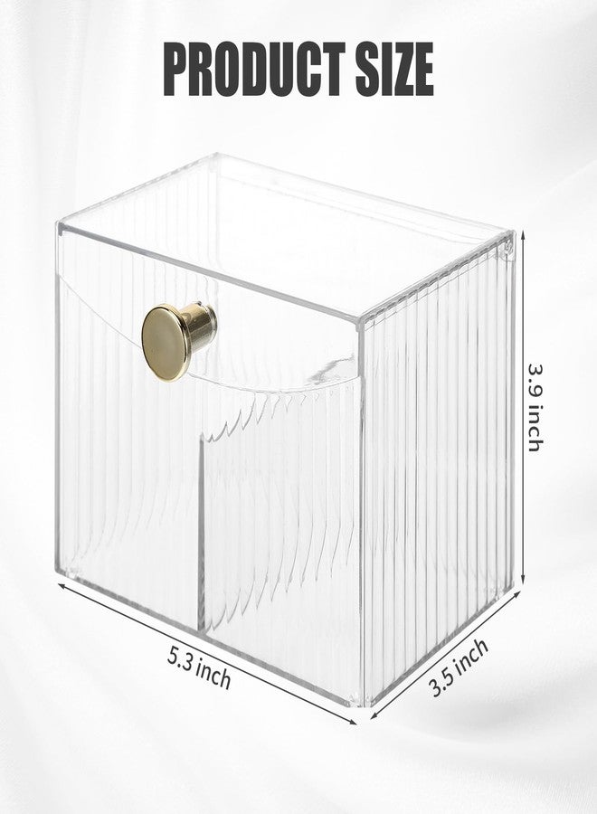 Jaarssho 2-Grid Qtip Holder Dispenser,Transparent Cotton Ball Holder,Clear Bathroom Organizer with Lid Guest Bathroom Essentials for Cotton Swabs and Balls Container Cosmetics Storage for Vanity - Image 2